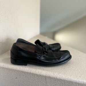 Salvatore Ferragamo All Black Leather Horsebit Loafers‎ Dress Shoes size 10